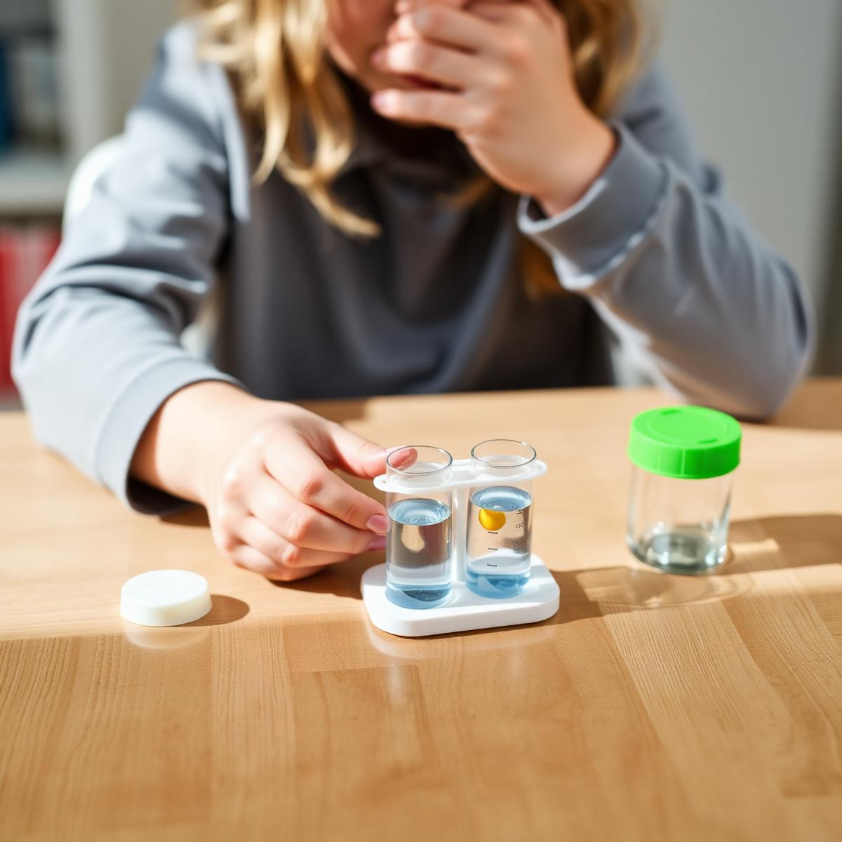 A child exploring a science kit